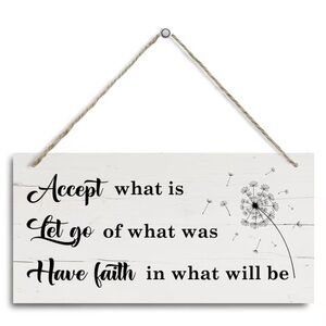 WOOD Wall Art Inspirational with Dandelion Graphic Rustic Fun Farmhouse Design